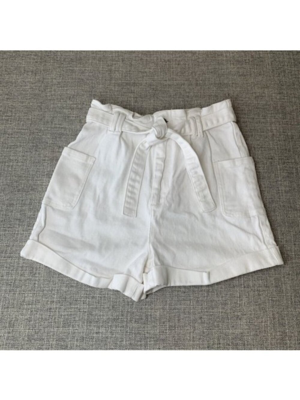 GB White Denim Shorts Juniors Size 3 High Waisted Belt Pockets